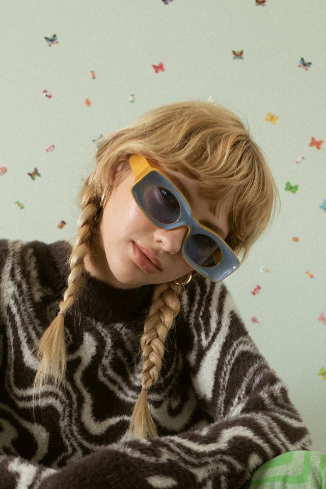 Kira Chunky Rectangle Sunglasses Urban Outfitters