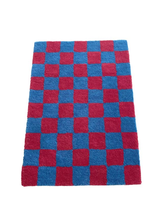 Relic Home Red and Blue Checkered Rug Urban Outfitters