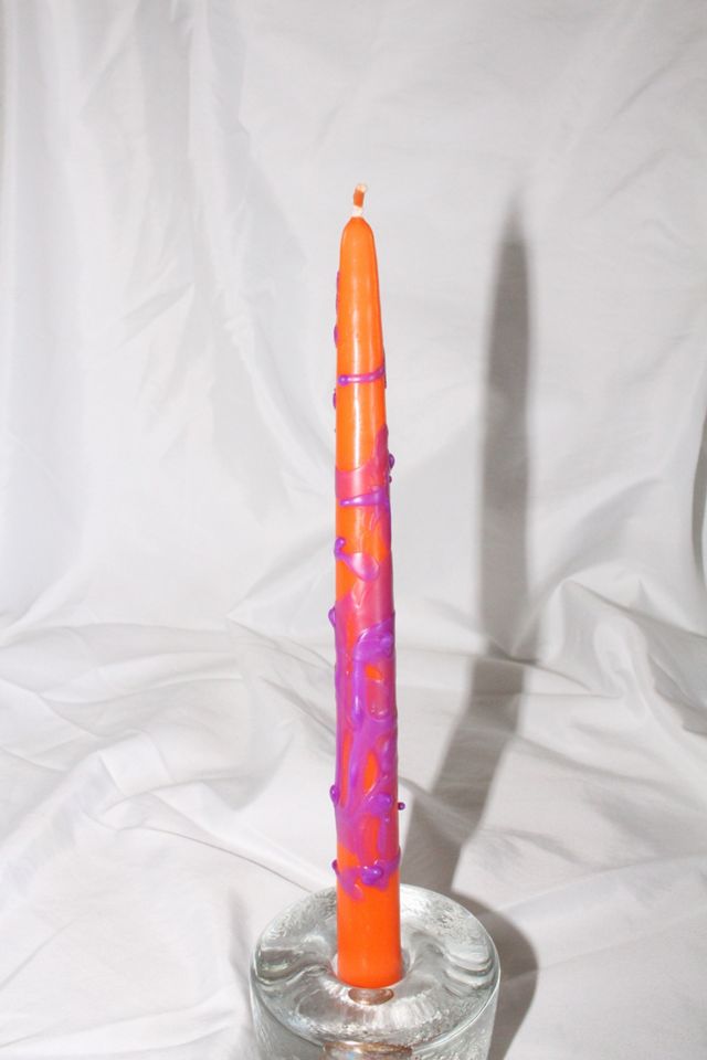 Love Dose Purple on Orange Splatter Candlestick Urban Outfitters