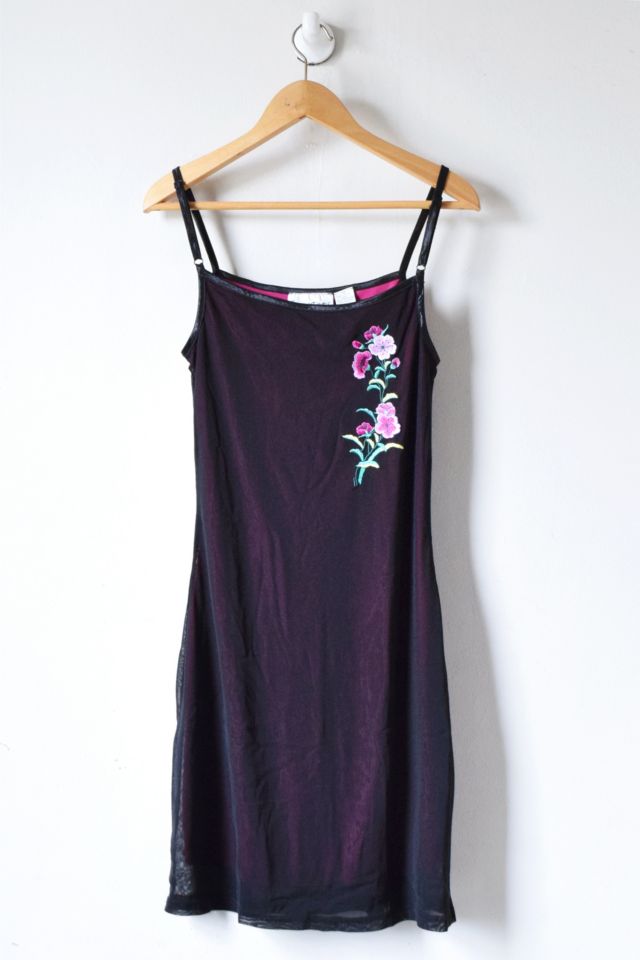 Vintage 90s Black & Pink Floral Dress | Urban Outfitters