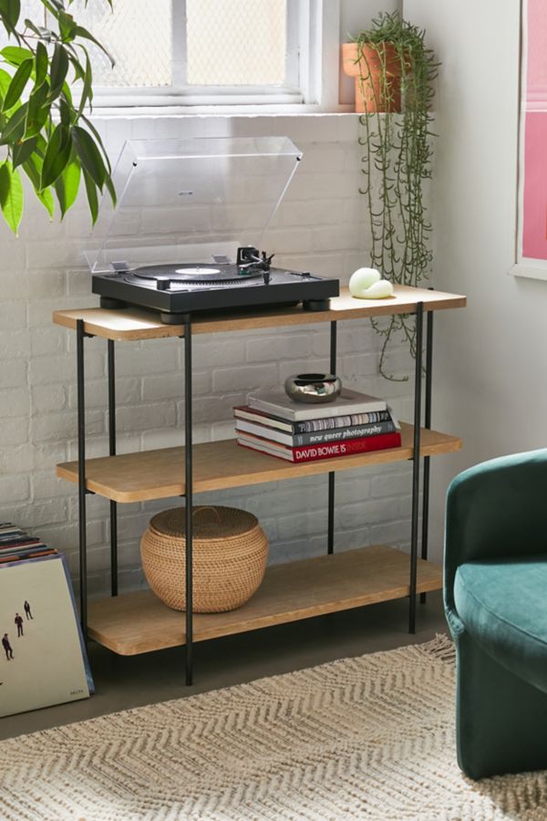 Slide View: 1: Wood And Metal Console Table