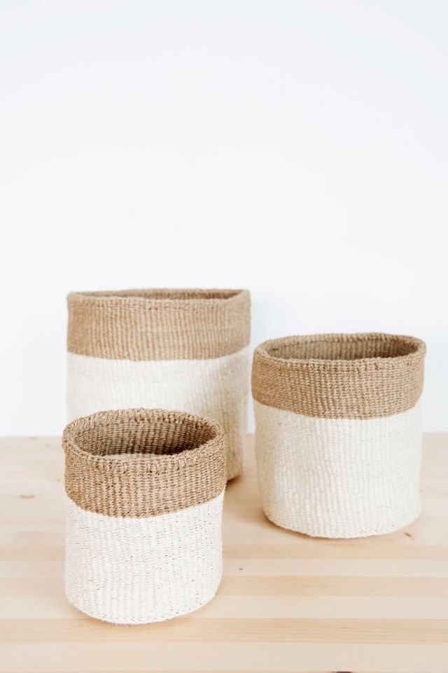 Connected Goods Dual Tone Sisal Basket Set Urban Outfitters