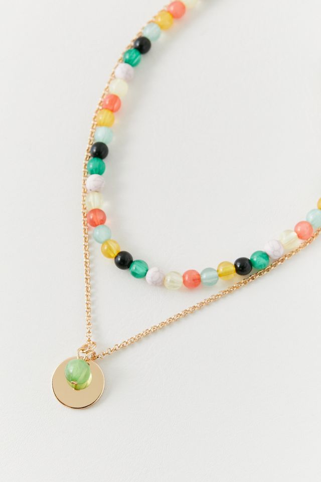 Rainbow Beaded Layer Necklace Urban Outfitters
