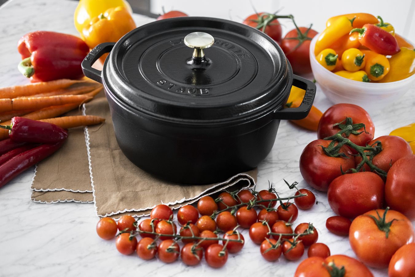 Slide View: 5: Staub Cast Iron 4-qt Round Cocotte