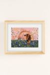 Thumbnail View 2: El Baker Rainbow Over Texas Longhorns And Bluebonnets Art Print