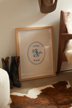 Slide View: 1: Emma Boys Yee Haw In Blue Art Print