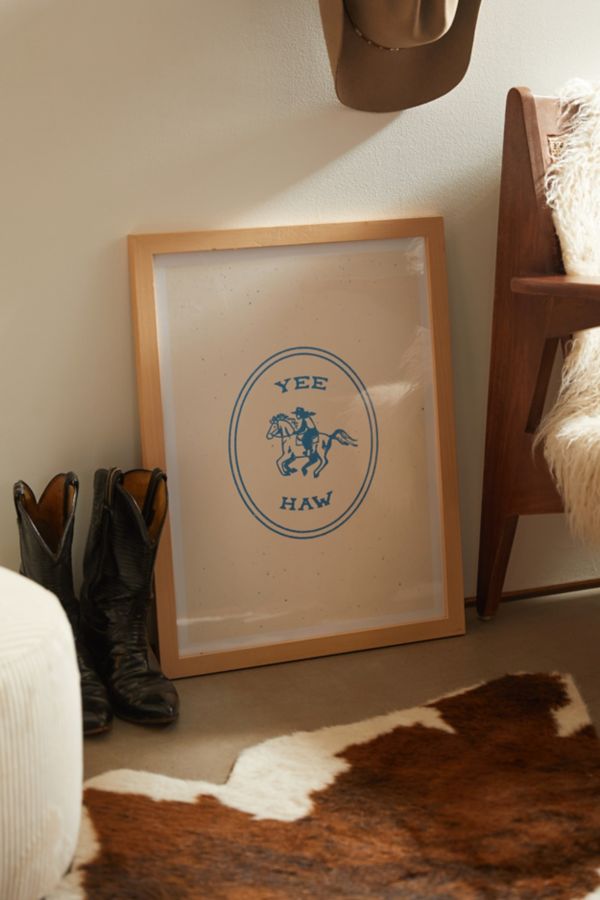 Slide View: 1: Emma Boys Yee Haw In Blue Art Print