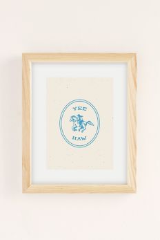 Slide View: 2: Emma Boys Yee Haw In Blue Art Print