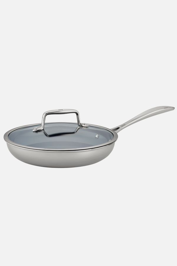 Slide View: 1: ZWILLING Clad CFX 9.5-inch Stainless Steel Ceramic Nonstick Fry Pan with Lid