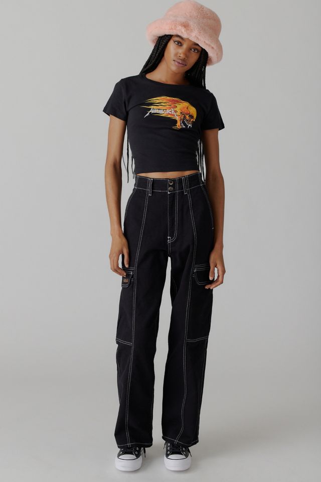 bdg high waisted contrast stitch skate jean