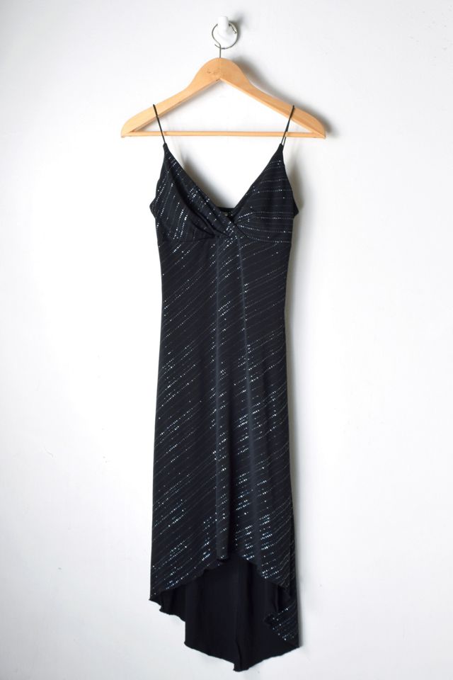 Vintage 00s Black Glitter Ruched Dress Urban Outfitters