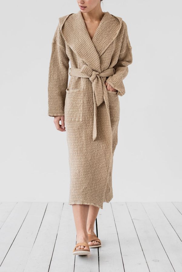 Slide View: 4: MagicLinen Waffle Hooded Bath Robe