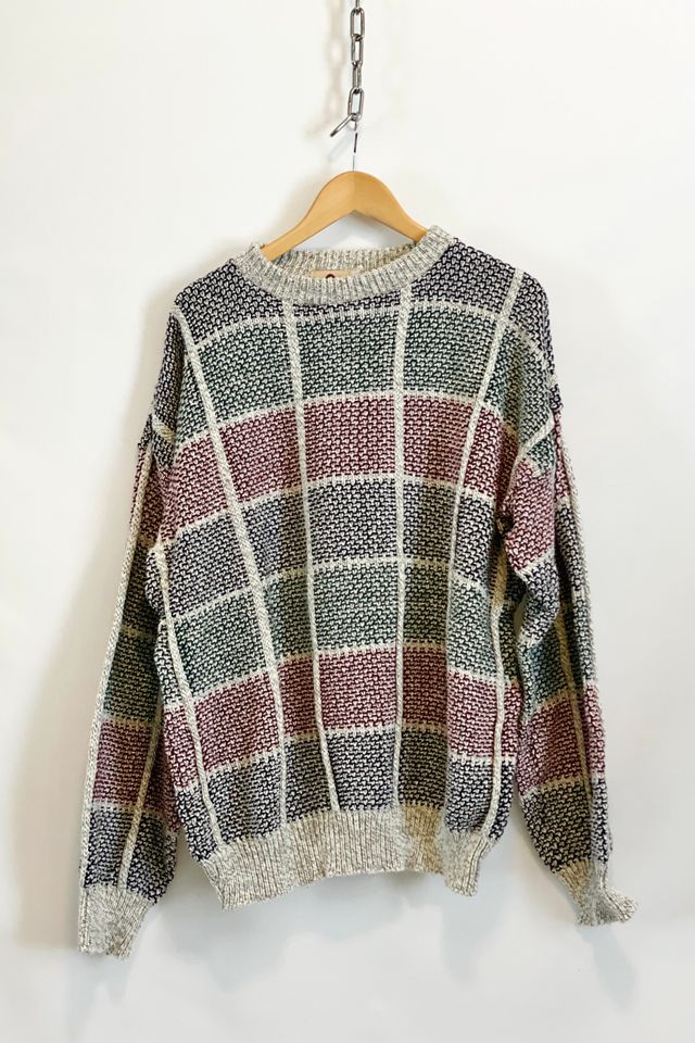 Vintage Textured Grid Knit Sweater | Urban Outfitters
