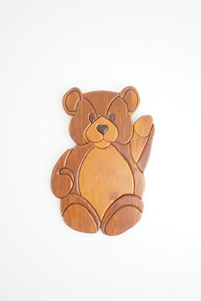 Vintage Handmade Wooden Bear Wall Art Urban Outfitters