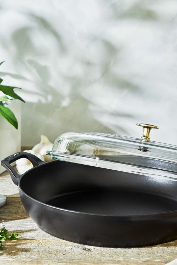 Slide View: 2: Staub Cast Iron 12-inch Braiser with Glass Lid