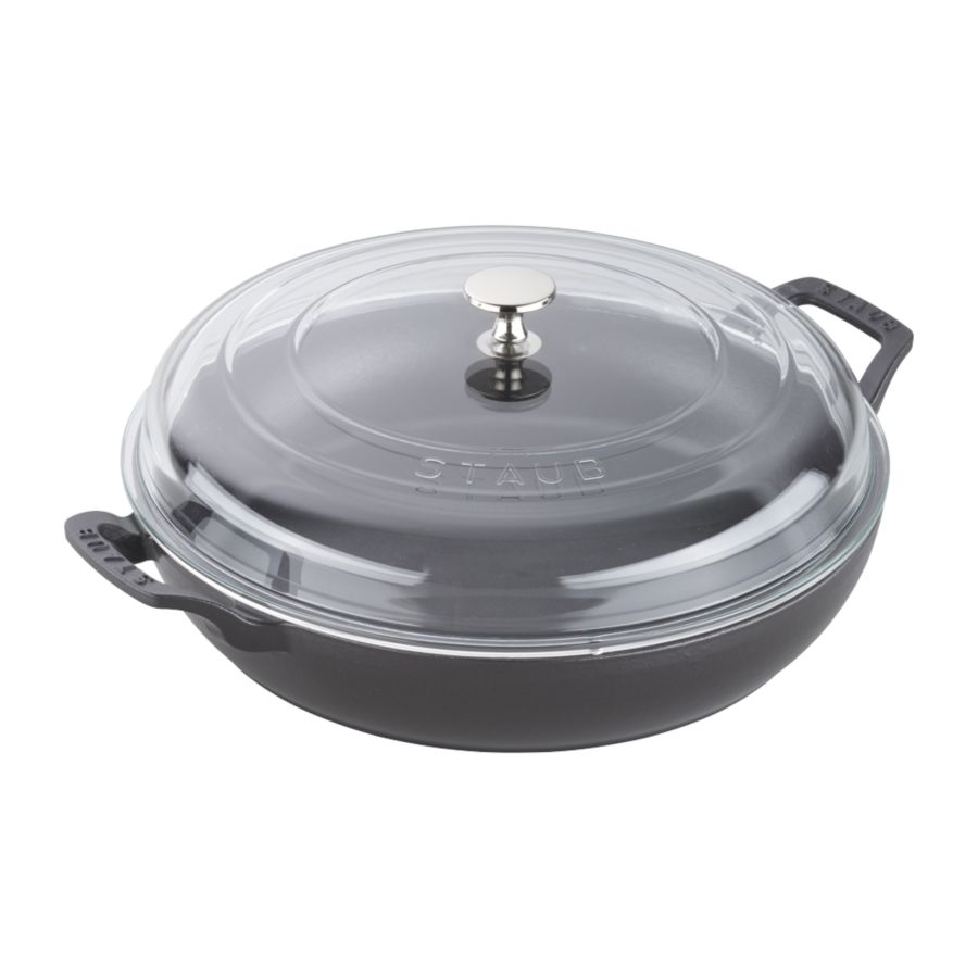 Slide View: 3: Staub Cast Iron 12-inch Braiser with Glass Lid