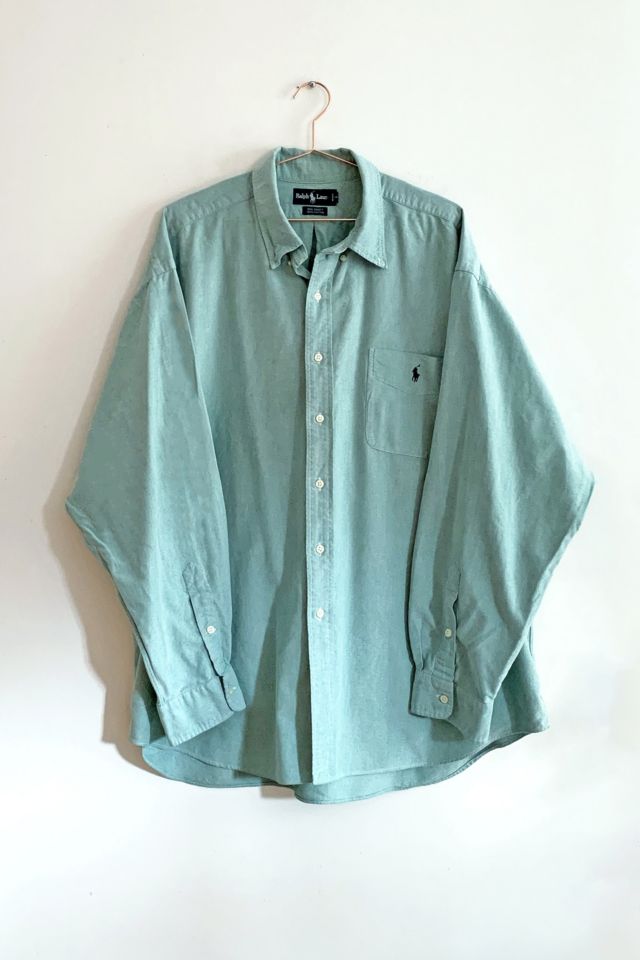 Vintage Oversized Polo Ralph Lauren Teal Oxford Shirt | Urban Outfitters