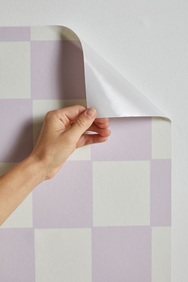 Slide View: 3: Lane And Lucia Lilac Check Pattern Removable Wallpaper