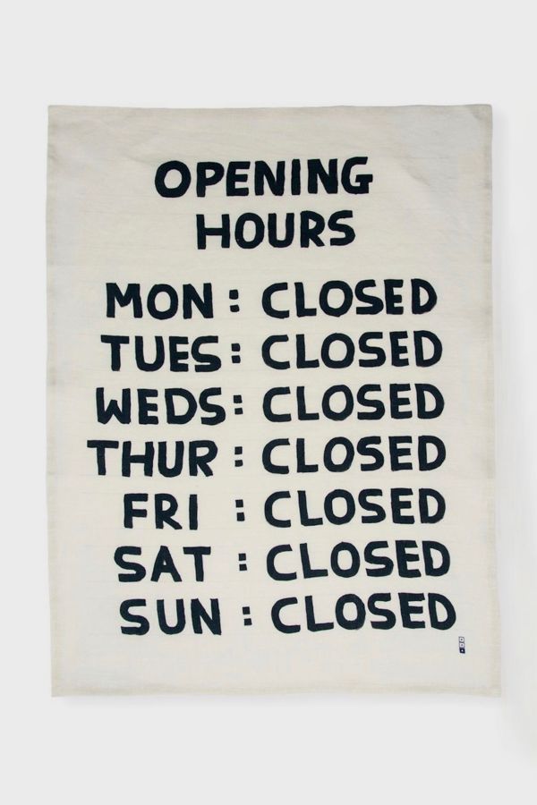 Slide View: 1: Third Drawer Down Opening Hours Tea Towel x David Shrigley