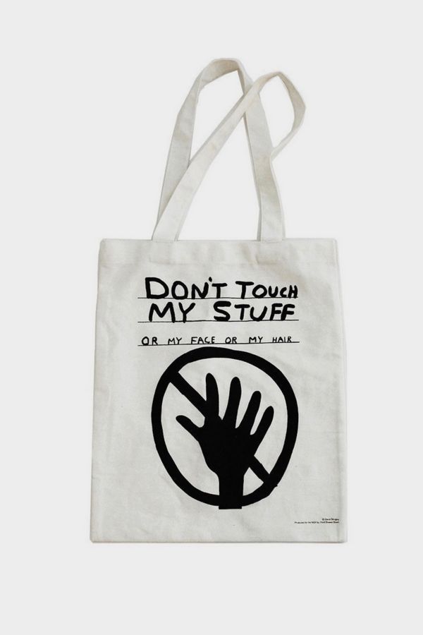 Slide View: 2: Third Drawer Down Don't Touch My Stuff Tote Bag x David Shrigley