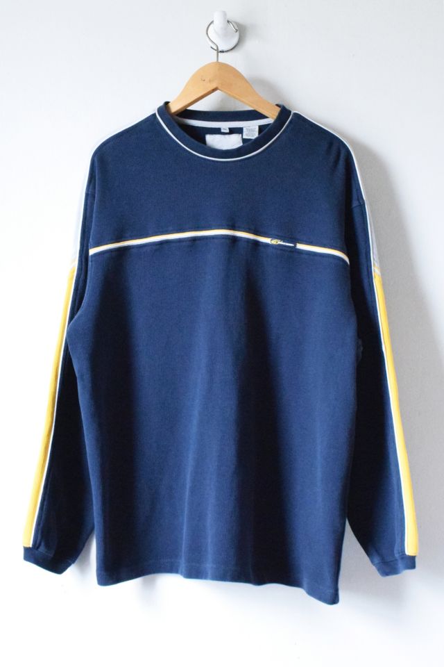 Vintage Y2K Dark Blue & Yellow Striped Sweatshirt | Urban Outfitters