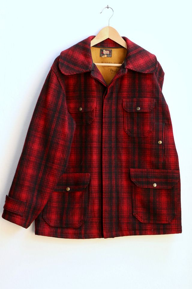 Vintage 1960s Woolrich Plaid Wool Coat Made in USA Urban Outfitters