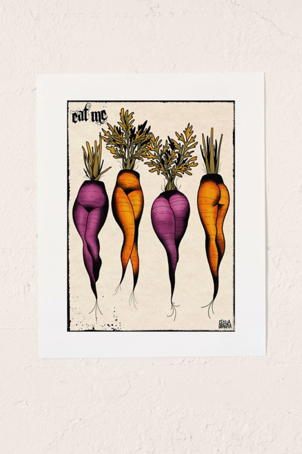 Slide View: 1: CeciTattoos Sexy Carrots Botanical Chart Art Print