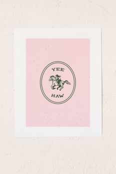 Slide View: 1: Emma Boys Yee Haw In Pink Art Print