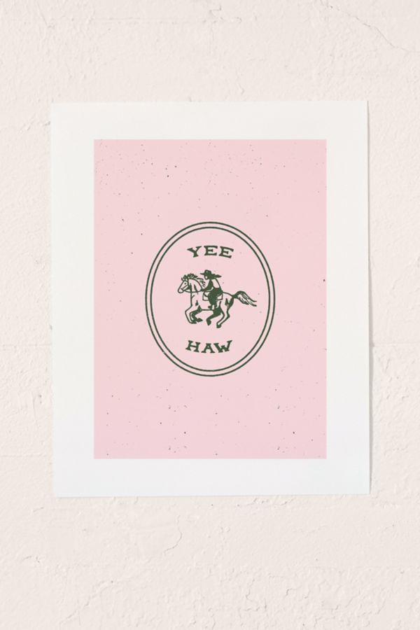 Slide View: 1: Emma Boys Yee Haw In Pink Art Print