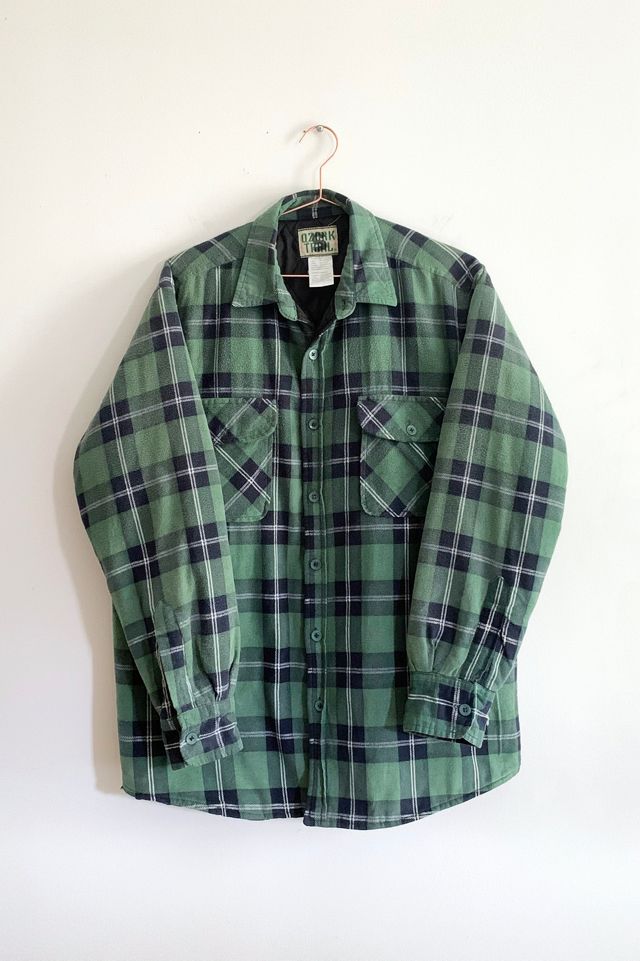 Vintage Green Plaid Quilted Shirt Jacket Urban Outfitters