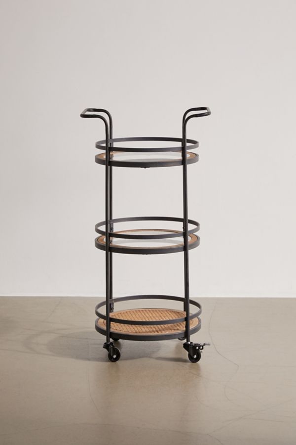 Slide View: 2: Round Industrial Bar Cart