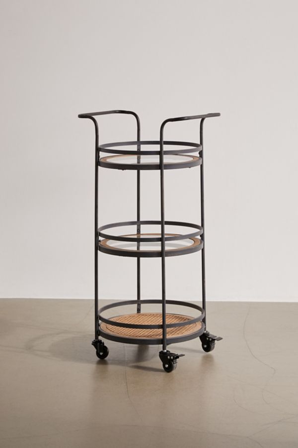 Slide View: 3: Round Industrial Bar Cart