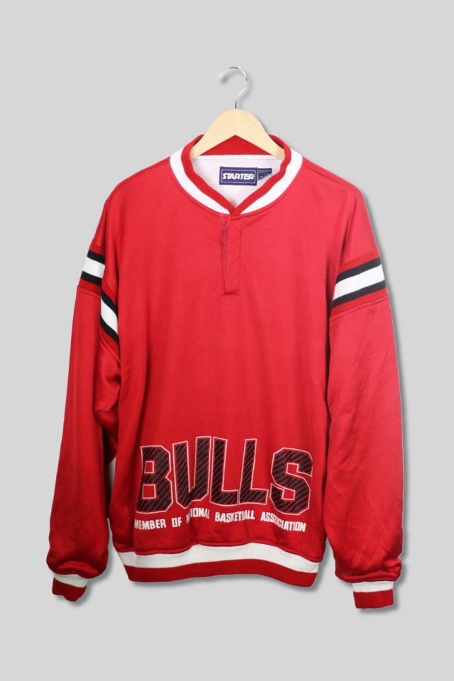 Vintage Starter Chicago Bulls Quarter Button Sweatshirt | Urban Outfitters