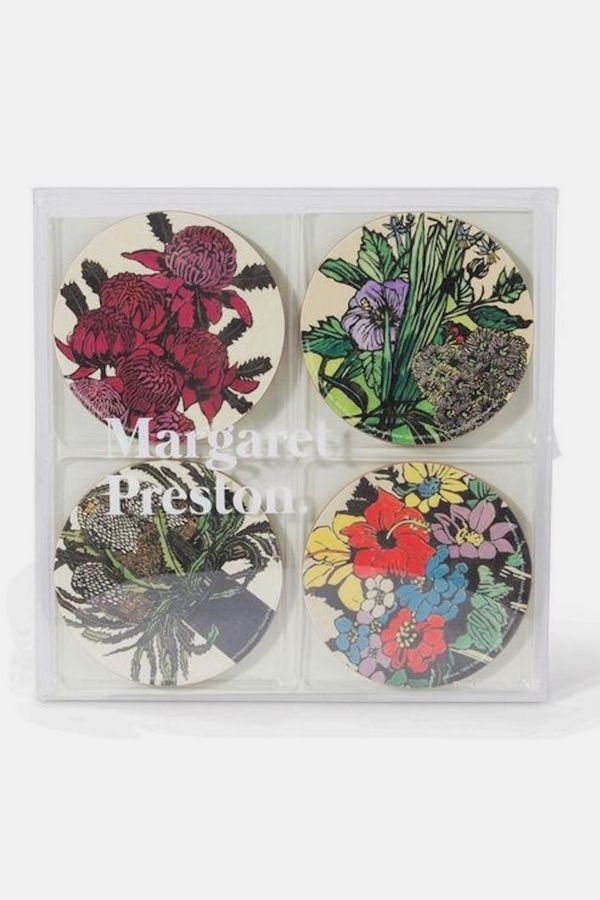 Slide View: 3: Third Drawer Down Flora Coaster Set x Margaret Preston