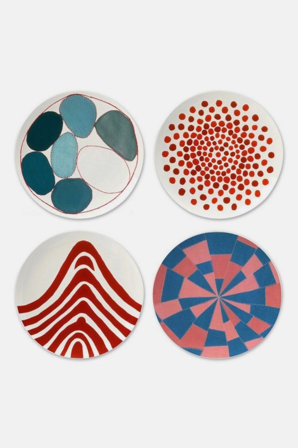 Slide View: 1: Third Drawer Down Blue Circles Bone China Plates x Louise Bourgeois