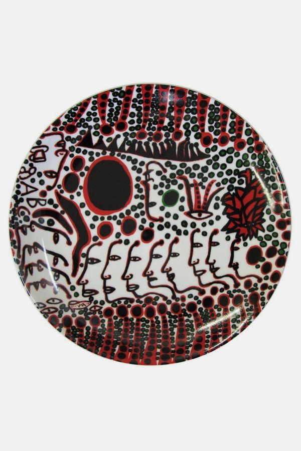 Slide View: 2: Third Drawer Down Women Wait For Love, But Men Always Walk Away Ceramic Plate x Yayoi Kusama