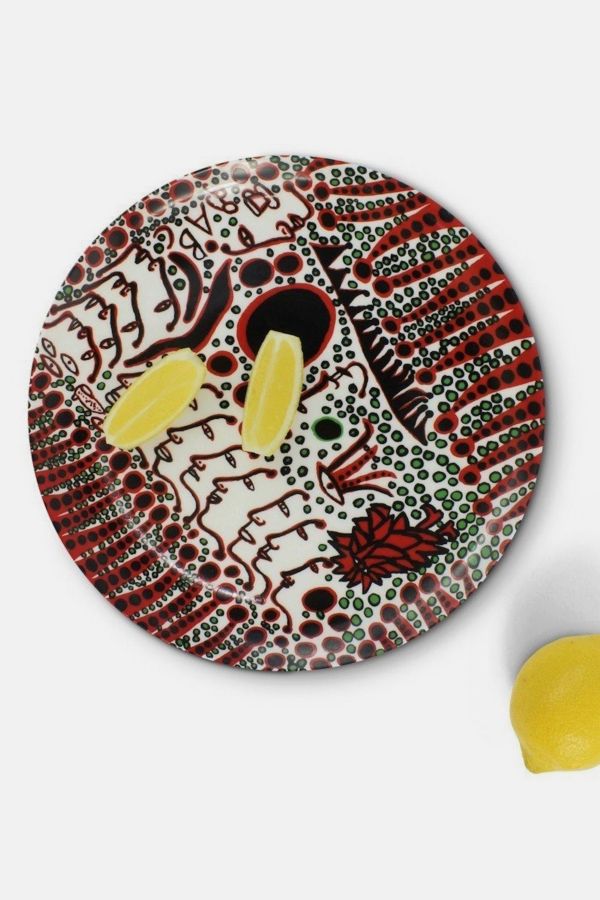 Slide View: 1: Third Drawer Down Women Wait For Love, But Men Always Walk Away Ceramic Plate x Yayoi Kusama