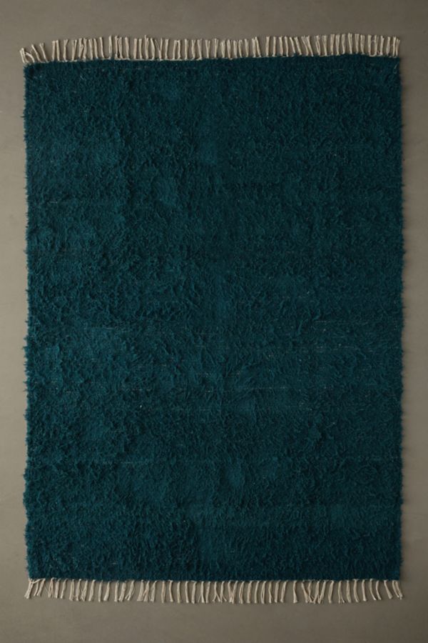 Slide View: 1: Solid Woven Shag Rag Rug