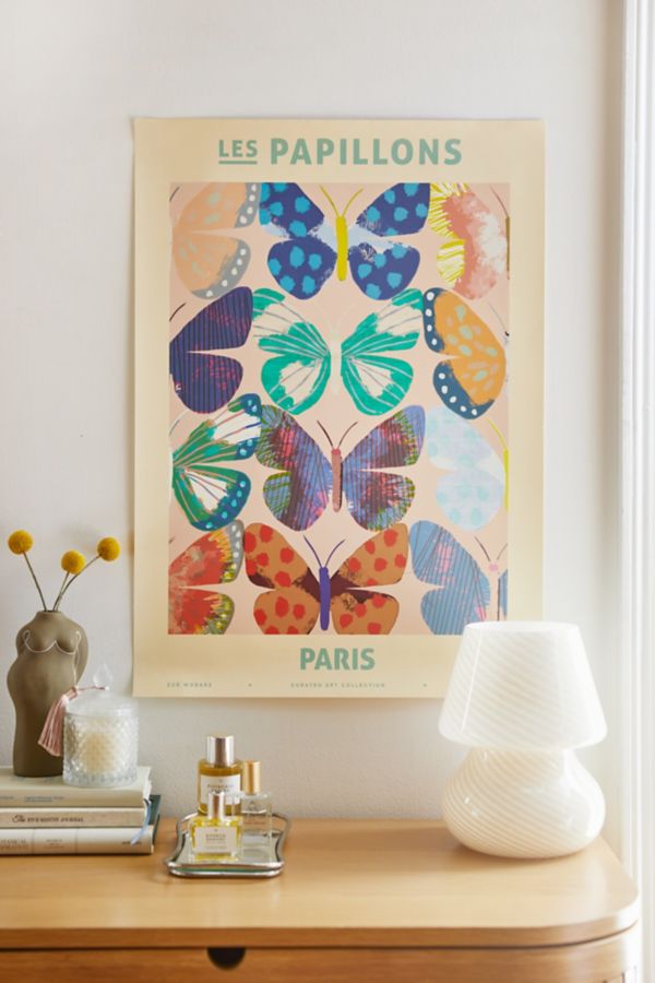 Slide View: 1: PSTR Studio Zoe Wodarz Les Papillons - Paris Frameless Art Print