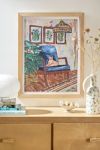 Thumbnail View 1: Lara Lee Meintjes Ginger Cat In Peacock Chair With Indoor Jungle Of House Plants Interior Painting Art Print