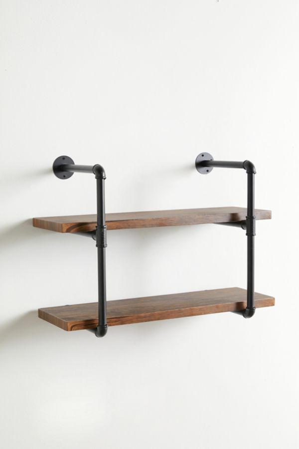 Slide View: 3: 2-Tier Industrial Wall Shelf