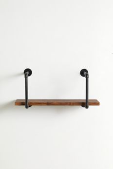 Slide View: 2: Black Industrial Wall Shelf