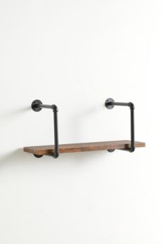 Slide View: 3: Black Industrial Wall Shelf