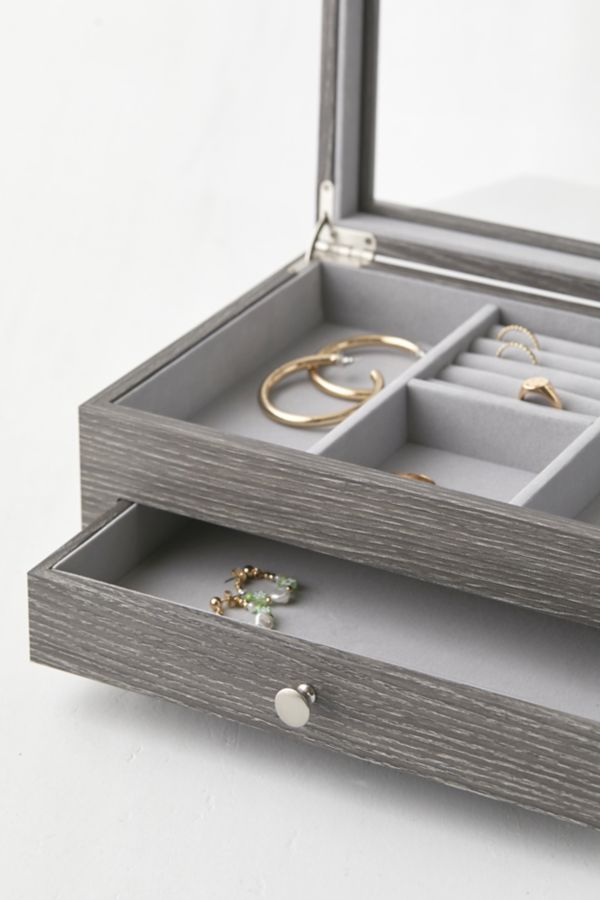 Slide View: 5: Mele and Co Ardene Glass Top Wooden Jewelry Box