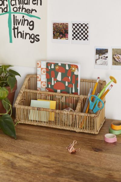 Irawaddy Rattan Desk Organizer