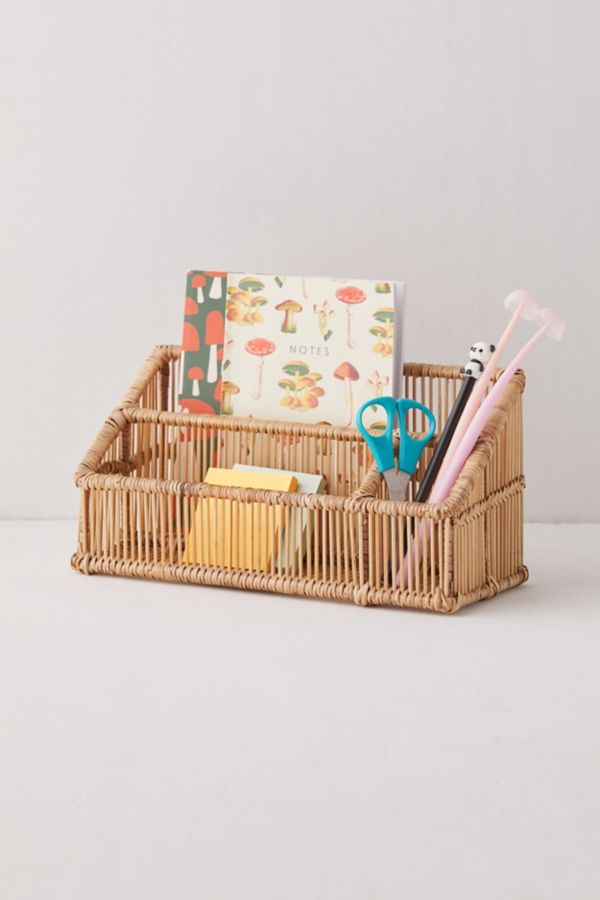 Slide View: 2: Irawaddy Rattan Desk Organizer