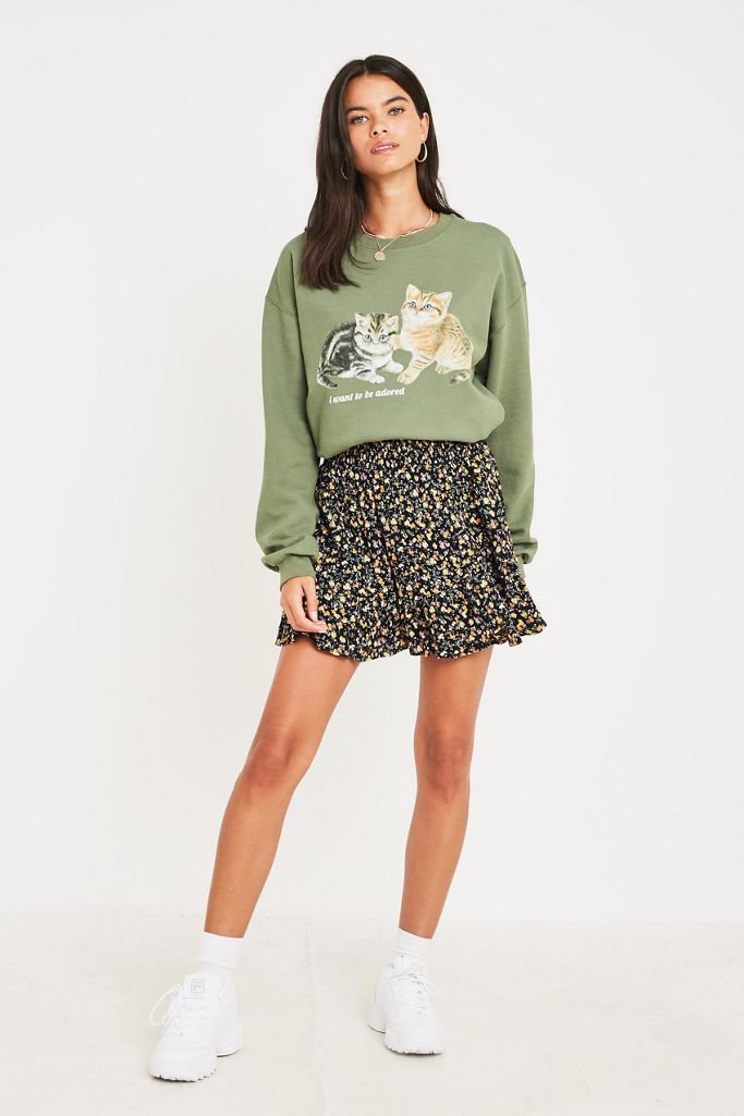 UO Floral Ruffle Skirt Urban Outfitters