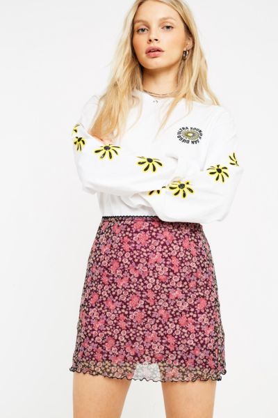 UO ‘90s Floral Mesh Mini Skirt | Urban Outfitters