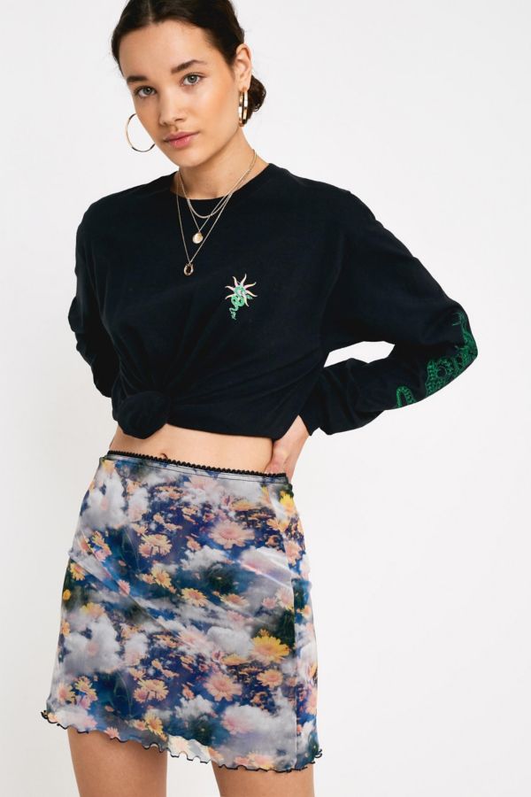 UO Blurred Floral Mesh Mini Skirt | Urban Outfitters
