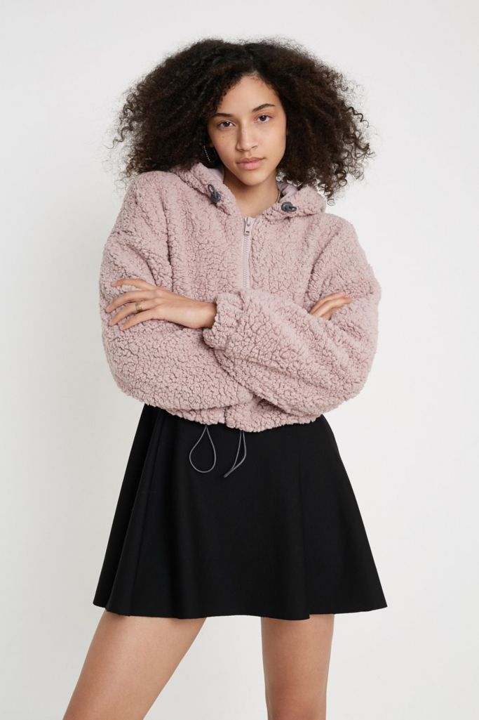 Uo Cozy Hooded Cropped Jacket Urban Outfitters